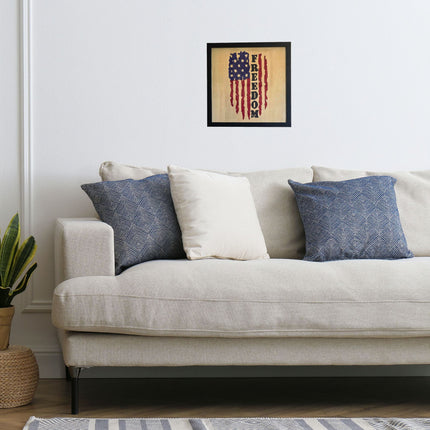 Hand Painted Freedom Flag with Frame | 12x12