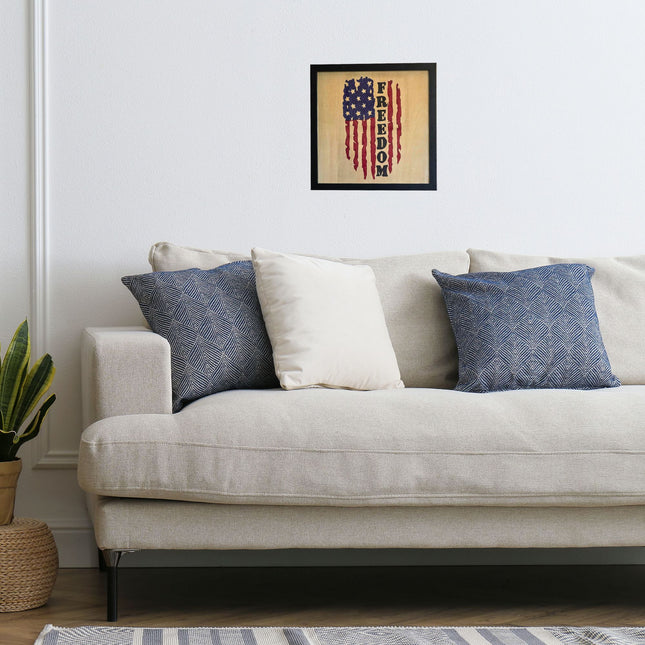 Hand Painted Freedom Flag with Frame | 12x12