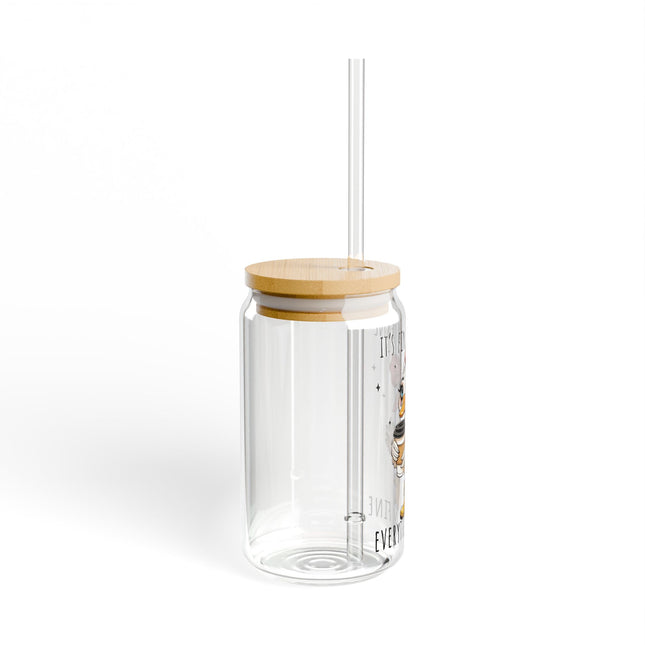 Quirky Sipper Glass - "It's Fine, I'm Fine" with Straw - 16oz Cute Goose Design