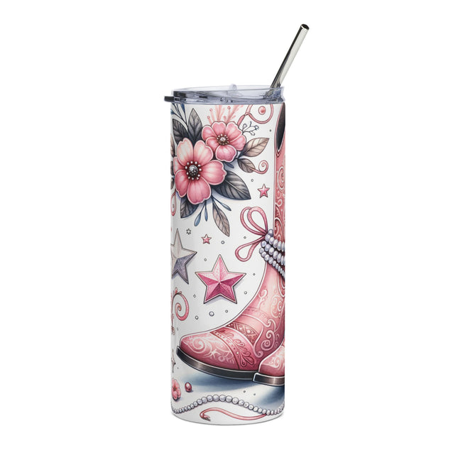 Pink Cowboy Boots Stainless Steel Tumbler - 20oz, Perfect for Cowgirl Enthusiasts