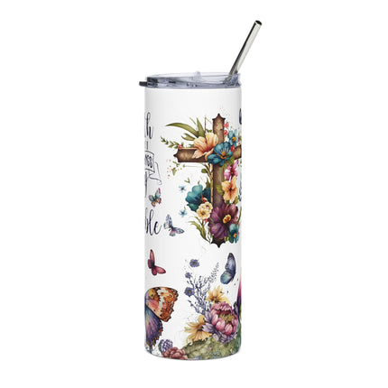 Inspirational Stainless Steel Tumbler - 20oz with Faith and Butterfly Design