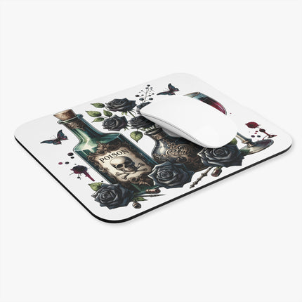 Gothic Halloween Floral Mouse Pad with Poison and Roses Design