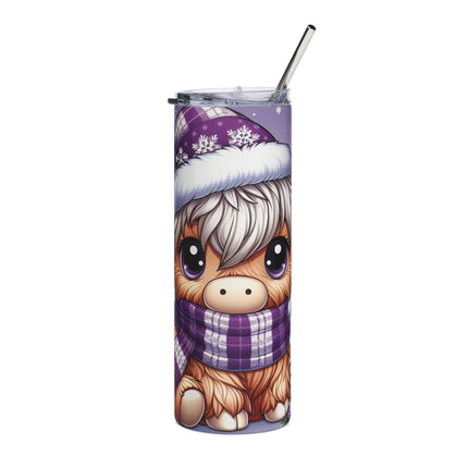 Winter Farmhouse Highland Cow Tumbler - Cute 20oz Stainless Steel Travel Mug for Hot & Cold Drinks