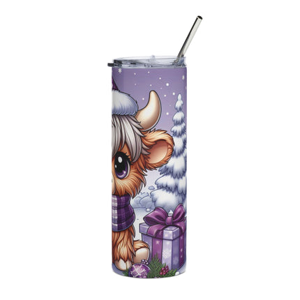 Winter Farmhouse Highland Cow Tumbler - Cute 20oz Stainless Steel Travel Mug for Hot & Cold Drinks