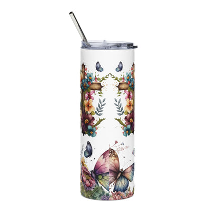 Inspirational Stainless Steel Tumbler - 20oz with Faith and Butterfly Design