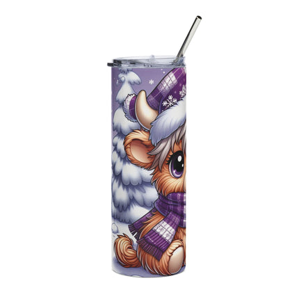 Winter Farmhouse Highland Cow Tumbler - Cute 20oz Stainless Steel Travel Mug for Hot & Cold Drinks