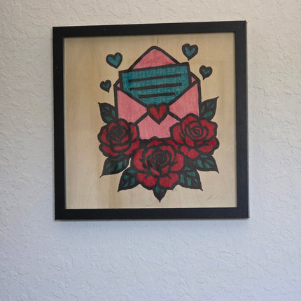 Letter Of Love/ Valentine Note/ Message Of Love / Romantic Love Letter Wood Sign, Hand Painted 12x12 Framed Art, Valentine & Anniversary Entryway Decoration
