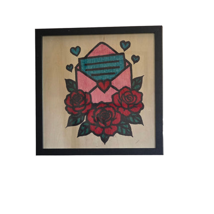 Letter Of Love/ Valentine Note/ Message Of Love / Romantic Love Letter Wood Sign, Hand Painted 12x12 Framed Art, Valentine & Anniversary Entryway Decoration