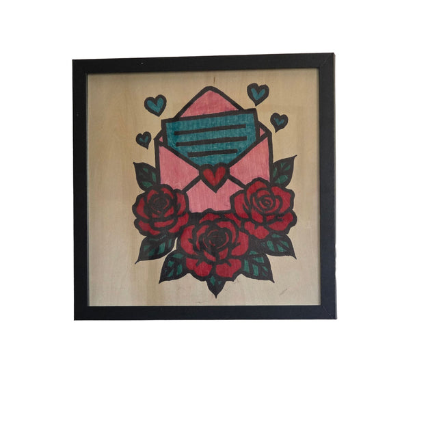 Letter Of Love/ Valentine Note/ Message Of Love / Romantic Love Letter Wood Sign, Hand Painted 12x12 Framed Art, Valentine & Anniversary Entryway Decoration