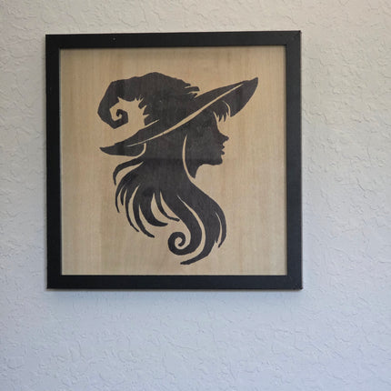 The Witch/ Halloween Witch / Halloween Decor/ Love Of Halloween / Striking Witch Seasonal Wood Sign, Hand Painted 12x12 Framed Art, Halloween Entryway Decoration