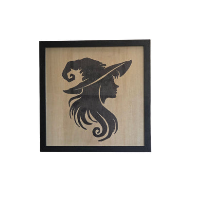 The Witch/ Halloween Witch / Halloween Decor/ Love Of Halloween / Striking Witch Seasonal Wood Sign, Hand Painted 12x12 Framed Art, Halloween Entryway Decoration
