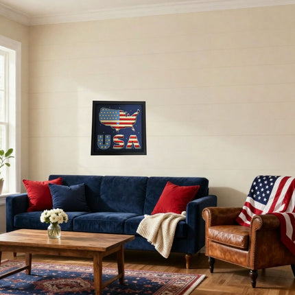 3D Layered American Flag Shadow Box, Hand Crafted Patriotic Home Decor, Military Veteran Gift Wall Art