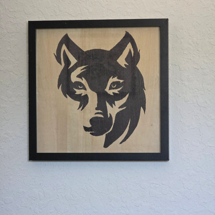 The Leader Of The Pack / Wolf Face / Pack Leader Alpha Wolf Wood Sign, Hand Painted 12x12 Framed Art, Bold Nature & Wildlife Decoration