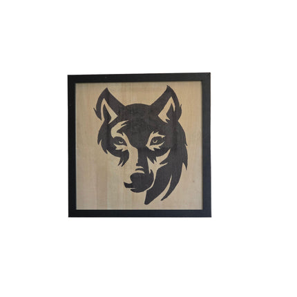 The Leader Of The Pack / Wolf Face / Pack Leader Alpha Wolf Wood Sign, Hand Painted 12x12 Framed Art, Bold Nature & Wildlife Decoration