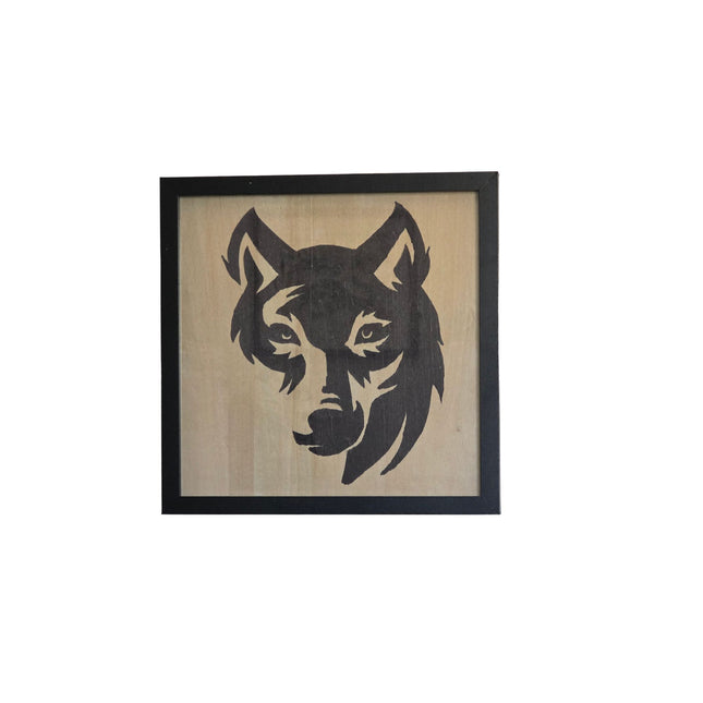 The Leader Of The Pack / Wolf Face / Pack Leader Alpha Wolf Wood Sign, Hand Painted 12x12 Framed Art, Bold Nature & Wildlife Decoration