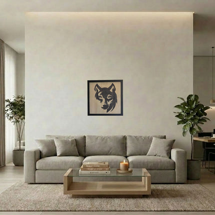 The Leader Of The Pack / Wolf Face / Pack Leader Alpha Wolf Wood Sign, Hand Painted 12x12 Framed Art, Bold Nature & Wildlife Decoration
