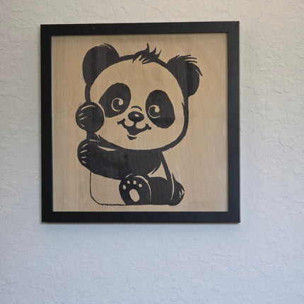 Little Panda/Baby Panda / Precious Panda Cub Wood Sign, Hand Painted 12x12 Framed Art, Soothing Kids Room Decoration