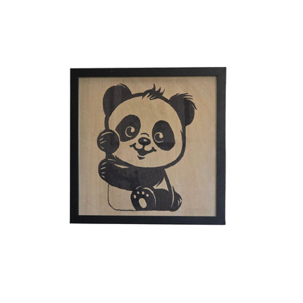 Little Panda/Baby Panda / Precious Panda Cub Wood Sign, Hand Painted 12x12 Framed Art, Soothing Kids Room Decoration