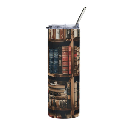 Literary Lover 20oz Stainless Steel Tumbler - Book Shelf Design