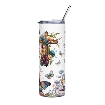 Inspirational Stainless Steel Tumbler - 20oz with Faith and Butterfly Design