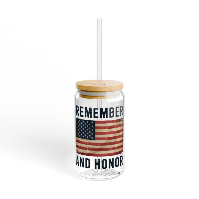 Patriotic Sipper Glass - 16oz, Remember and Honor