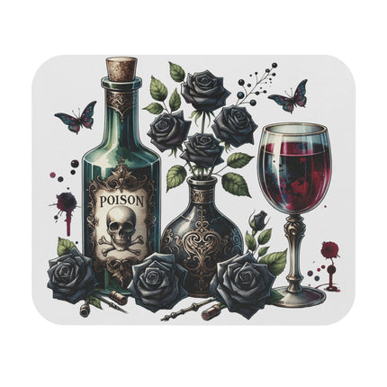 Gothic Halloween Floral Mouse Pad with Poison and Roses Design