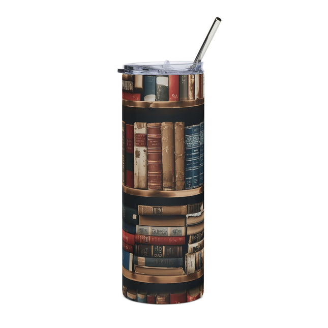 Literary Lover 20oz Stainless Steel Tumbler - Book Shelf Design