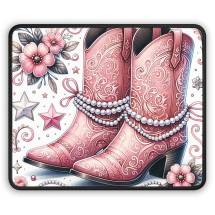 Rustic Pink Cowboy Boots Mouse Pad – Stylish Desk Accessory for Cowgirls