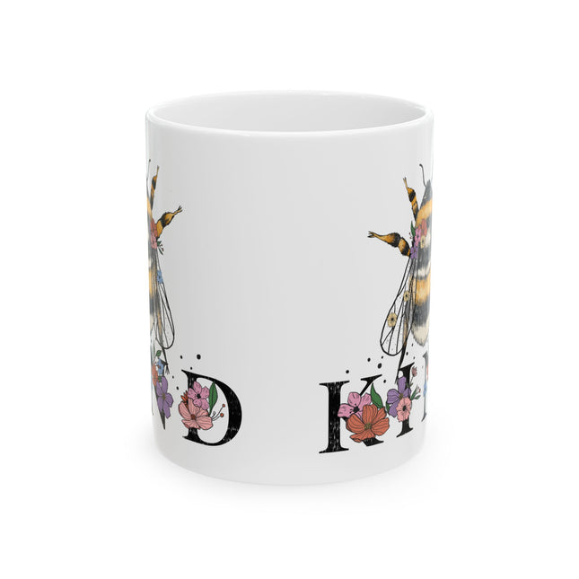 Bee-Inspired Floral Bee Kind Ceramic Mug - 11oz