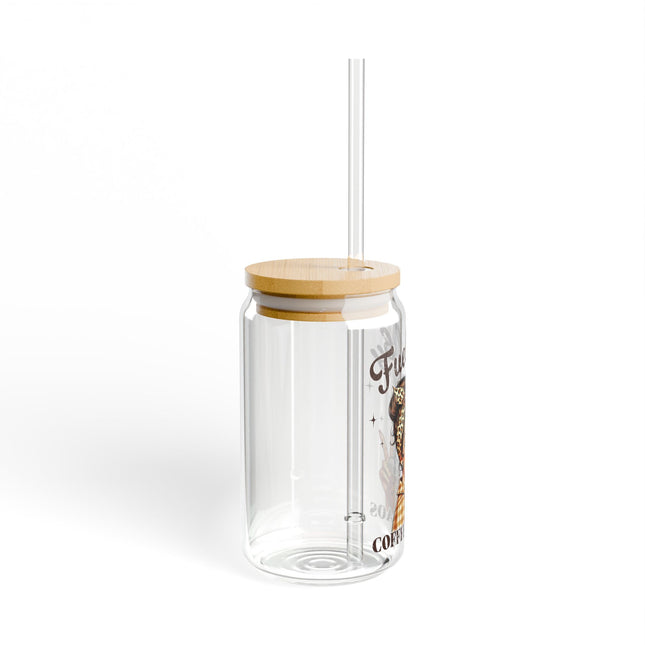 Coffee & Chaos Sipper Glass - 16oz, Fun & Stylish