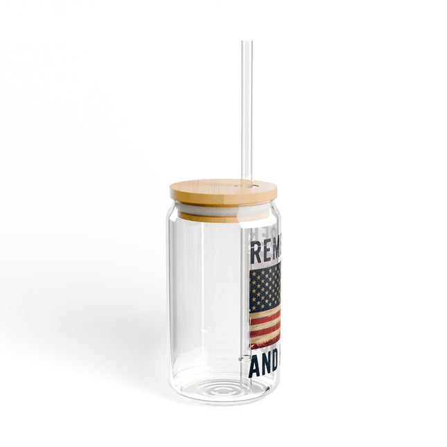 Patriotic Sipper Glass - 16oz, Remember and Honor