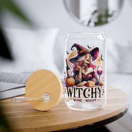 Witchy Night Sipper Glass - 16oz Halloween Drinkware with Straw