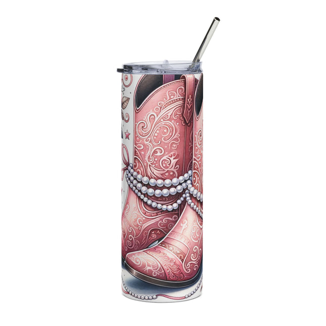 Pink Cowboy Boots Stainless Steel Tumbler - 20oz, Perfect for Cowgirl Enthusiasts