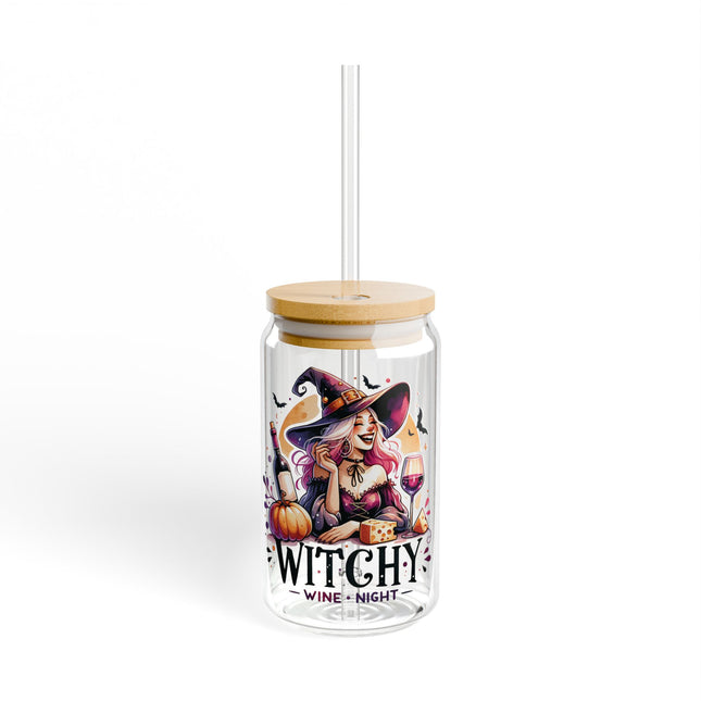 Witchy Night Sipper Glass - 16oz Halloween Drinkware with Straw