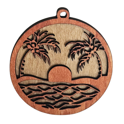 Florida Laser Cut Beach Palm Sunset Ornament