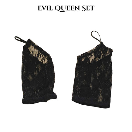 Evil Queen Costume Set – Horned Headband, Necklace & Lace Gloves