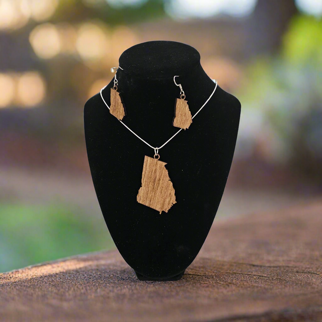 Georgia State Laser Cut Pendant and Earrings