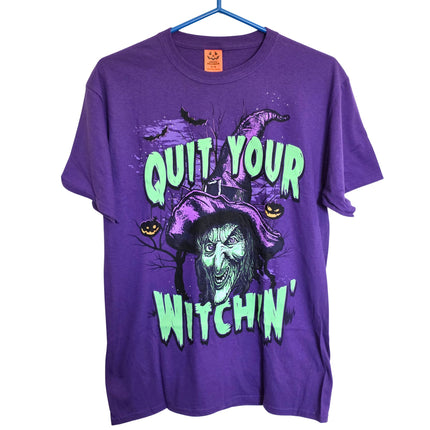 Mens "Quit Your Witchin" Halloween Graphic T-Shirt - Purple  (M 38/40)