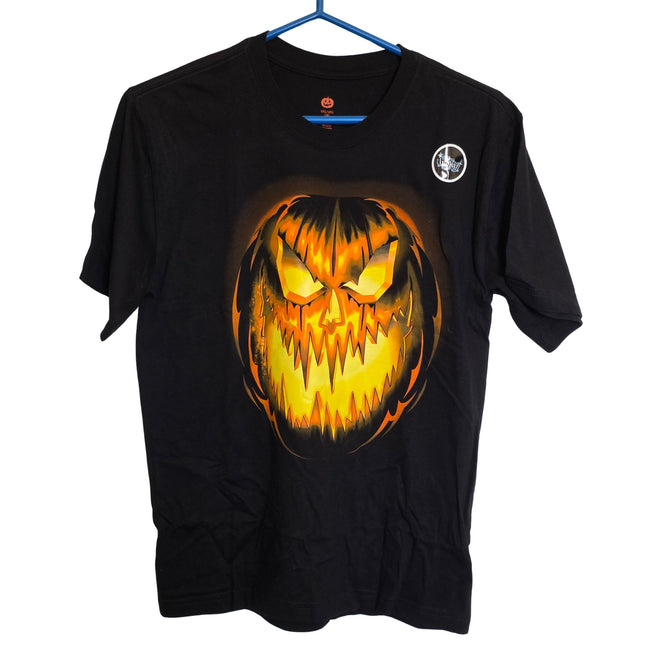 Men's Glow-in-the-dark Evil Pumpkin Halloween Black T Shirt XXL