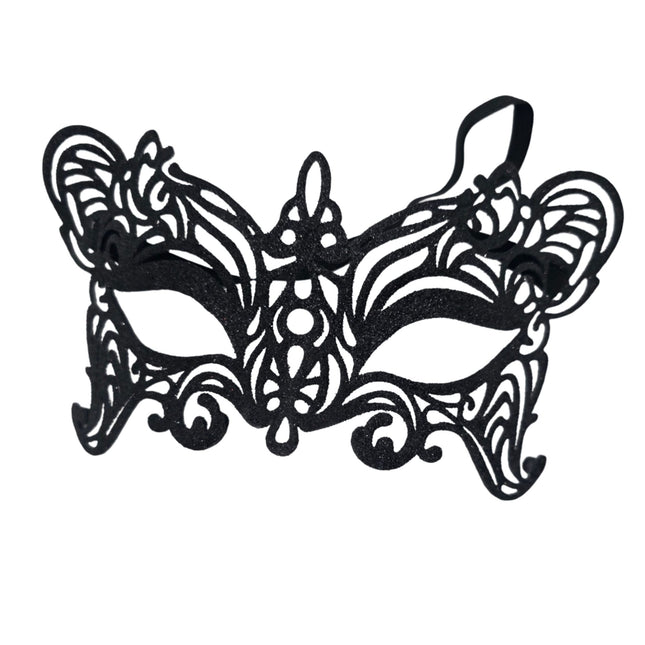 Black Lace Filigree Masquerade Mask for Women – Venetian Mardi Gras Party Eye Mask