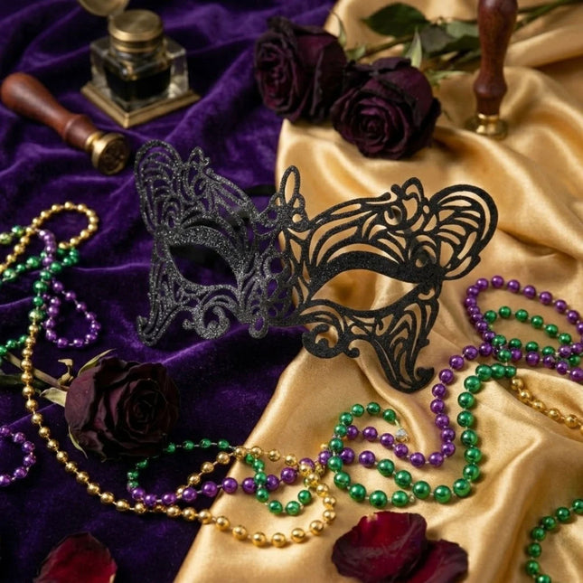 Black Lace Filigree Masquerade Mask for Women – Venetian Mardi Gras Party Eye Mask