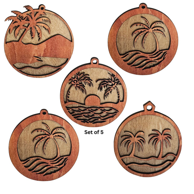 Florida Laser Cut Beach Ornament Set of 5