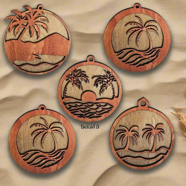 Florida Laser Cut Beach Ornament Set of 5