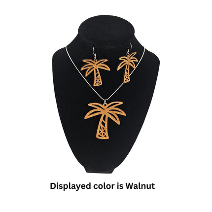 Florida Palm Tree Laser Cut Pendant and Earrings