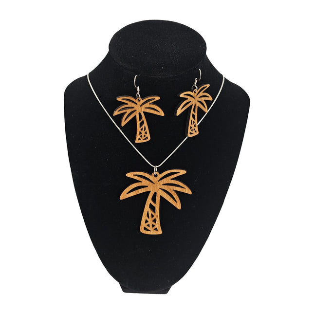 Florida Palm Tree Laser Cut Pendant and Earrings