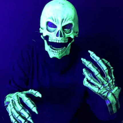 Vintage Zagone Studios Green Glow Sock Skull Kit with UV Flashlight