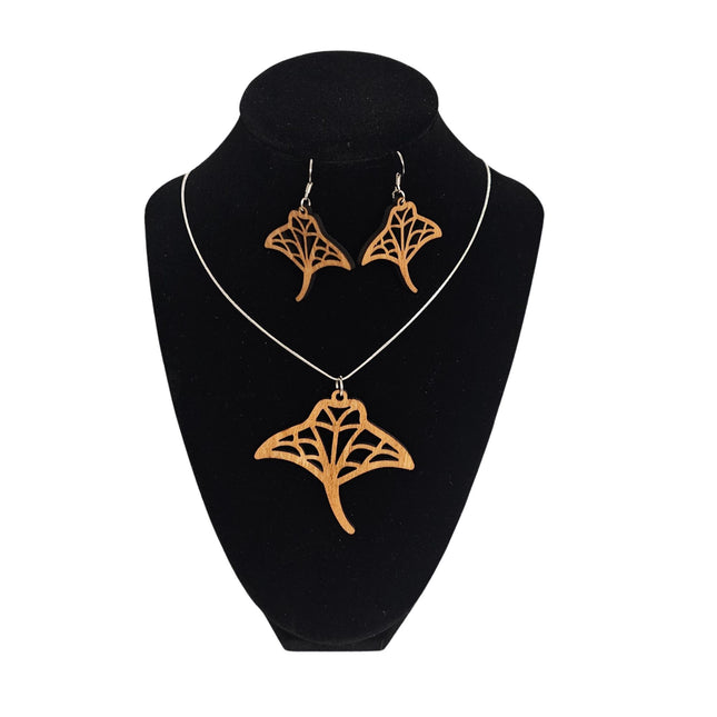 Stingray Laser Cut Pendant and Earrings