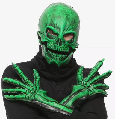 Vintage Zagone Studios Green Glow Sock Skull Kit with UV Flashlight
