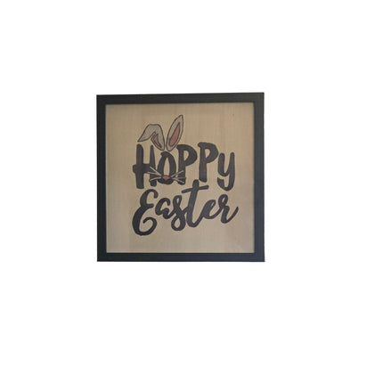 Quirky Easter Bunny Letter O Wood Sign, Hand Painted 12x12 Framed Art, Whimsical Holiday Decoration