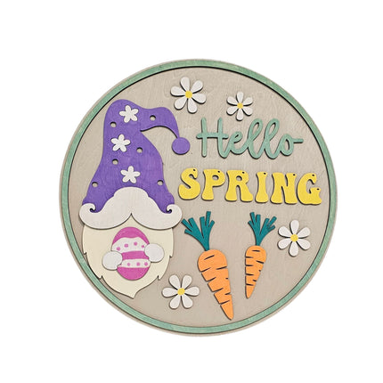 Hello Gnome Spring Laser Cut Wall Decoration / Door Hanger